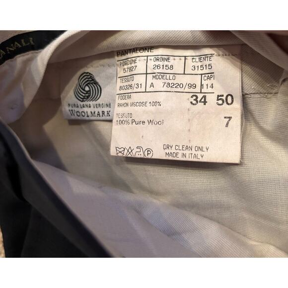 Canali Navy Blue Double Pleated Italian Wool Dress Pants 34X27 $395 Woolmark* - Picture 4 of 6